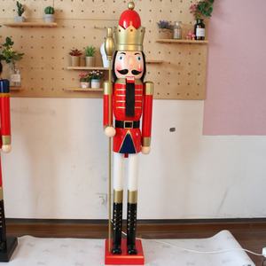 Grandes décorations de Noël géantes, décorations de casse-noisettes géantes, <span class=keywords><strong>soldat</strong></span> casse-noisette en bois grandeur nature de 6 pieds pour la décoration de Noël - Product Image 6