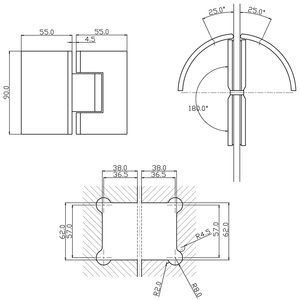 New Design Decorative <strong>Double</strong> <strong>Action</strong> 180 Degree Shower <strong>Hinges</strong> for Bathroom Frameless Tempered Glass Doors - Product Image 5
