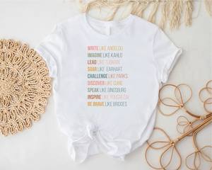 T-shirt Inspire Like Women In History pour femme, 100% coton, col rond, manches courtes, coupe décontractée, imprimé inspirant - Product Image 1