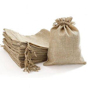 Custom Logo Eco-friendly Promotional Draw <b>String</b> Favor Jute <b>Bags</b> Set with Tag Small Gift Pouch Sack Wholesale - Product Image 5