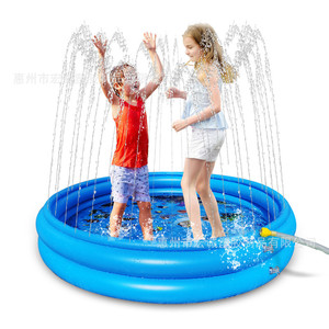 Inflatable Children Swimming Pool 120Cm Three Ring Fountain Water Play Mat For Outdoor Kids Use - Product Image 2