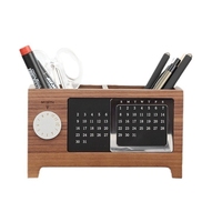 Calandre multifonction 2 compartiments pour ranger les stylos Organisateur de bureau en bois naturel érable pin Porte-stylo