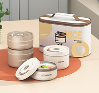 Boîte à lunch bento isotherme circulaire à double paroi, portable, de qualité alimentaire, compatible micro-ondes, avec couvercle, pour nouveau-né - Vente chaude