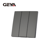 Interrupteurs muraux GEYA, vente en gros d'usine, IP20, modernes, étanches, durables, en PC, norme britannique, 86*86mm, 250V, 16A, 3 gangs, 1 voie