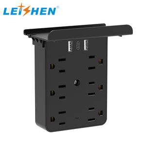 LEISHEN 6구 멀티탭 2USB+C 미국형 콘센트 고속 충전 5V 3.6A 포트 125V 정격 전압 콘센트 홀더 포함 - Product Image 2