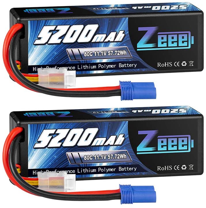 Аккумулятор Zeee 3S Lipo 11,1 В 5200 мАч 80C с разъемом EC5, жесткий корпус, аккумулятор для радиоуправляемого автомобиля, лодки, грузовика, вертолета, самолета