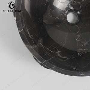Vasque en granit naturel, lavabo rond, finition polie, montage sur le dessus, robinet à un seul trou, design minimaliste, vasque de salle de bain - Product Image 4