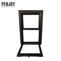 Fenêtre coulissante verticale moderne à rupture de pont thermique en alliage d'aluminium, double/triple vitrage trempé en acier inoxydable pour extérieur