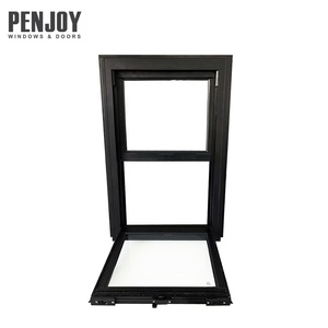 Fenêtre coulissante verticale moderne pour salon extérieur, en alliage d'aluminium à rupture de pont thermique, double/triple vitrage trempé en acier inoxydable - Product Image 1