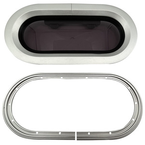 Claraboya ovalada de aleación de aluminio con vidrio templado para techo de barco, yate o caravana, con apertura horizontal y diseño oscilante. - Product Image 3