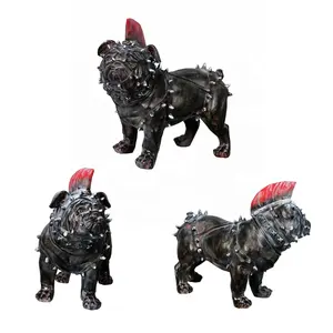 Özel zanaat ev dekor köpek heykeli benzersiz Polyresin Punk Biker Bulldog 3D hayvan heykelcik