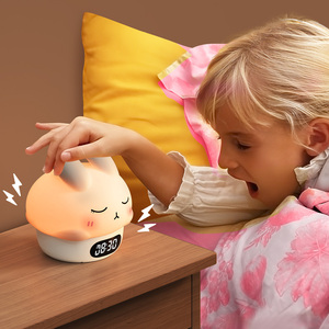 Thỏ ánh sáng ban đêm trẻ em Silicone ánh sáng <span class=keywords><strong>USB</strong></span> sạc cảm ứng Đồng hồ đèn cho trẻ em phòng ngủ cạnh giường ngủ cảm ứng động vật cừu đèn - Product Image 3