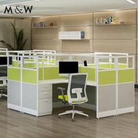 Postes de travail modulaires modernes en bois pour 8 personnes, cloisons de bureau, mobilier de bureau en gros