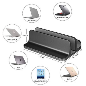 Soporte Vertical de Aluminio para Portátil, Doble Compartimento 2 en 1, Soporte para Teléfono, Ancho Ajustable, Almacenamiento Vertical - Product Image 4