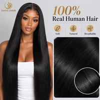 Perruque complète en dentelle frontale indienne Remy, densité 200%, 100% cheveux humains bruts, naturelle, réaliste, volumisante, sans colle, personnalisable