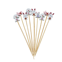 Brochette de bambou de lapin rose blanc Bâtonnets de fruits jetables écologiques Apéritif Cure-dents 100pcs Pack