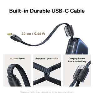 สำหรับ<span class=keywords><strong>แบ</strong></span><span class=keywords><strong>ต</strong></span>สำรอง Baseus 45W Mini Power Bank ความจุ 10000mAh พร้อมสาย USB-C ใน<span class=keywords><strong>ต</strong></span>ัว <span class=keywords><strong>ขนาด</strong></span>พกพา ชาร์จเร็ว สำหรับ iPhone 17 - Product Image 4
