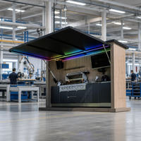 Cuisine extérieure modulaire avec barbecue, éclairage LED RGB, résistante aux intempéries, îlot de cuisine de luxe pour patio, évier, robinet, marbre