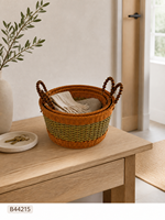 Panier de rangement ovale multifonctionnel, écologique, durable, en tissu tressé pour la maison