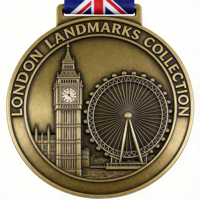 Médaille souvenir personnalisée de la ville de Londres, écologique, imprimée en UV, métal 3D, Big Ben et London Eye, médaille commémorative, gravure au laser