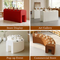 Table de présentation Spazepaper pour musée, comptoir de présentation de marchandises en papier kraft robuste, présentoir pliable pour exposition en magasin de détail