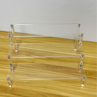 Présentoir Contemporain Simple en Acrylique Transparent à 2 Niveaux, Facile à Assembler pour Figurines, Desserts, Collections, Cosmétiques