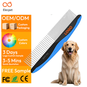 Brosse de toilettage pour animaux de compagnie arrondie professionnelle en acier inoxydable Pet Cat Dog Hair Grooming Peigne Outil pour enlever les enchevêtrements et les nœuds - Product Image 1