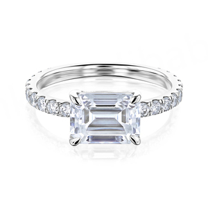 Anillo de Moissanita, Anillo de Tenis de Moissanita, Oro Blanco, Cuadrado, Moissanita Natural Vintage - Product Image 6