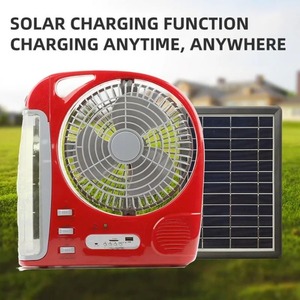 Ventilador Portátil Multifuncional 6 en 1 con Luz LED, Recargable Solar, 2 Velocidades, Brillo Ajustable, Compatible con Tarjeta TF/USB/Radio FM/BT - Product Image 3