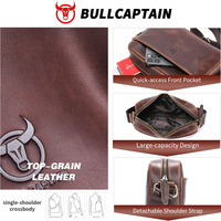 BULLCAPTAIN Bolso de Cuero Genuino Crazy Horse para Hombre, Estilo Clásico, Nuevo, de Gran Capacidad, Bandolera, Casual