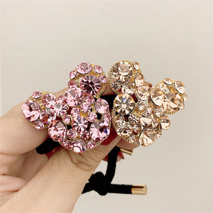 Strass di lusso coreano orecchie da topo coda di cavallo cravatte per capelli da ragazza in lega di cristallo elastico per donna accessori per capelli alla moda - Product Image 4