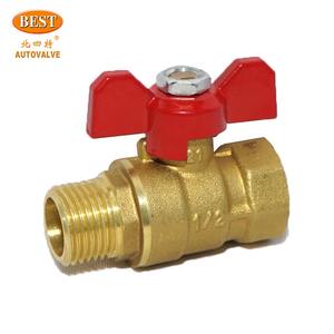 Qdx12 <span class=keywords><strong>Gas</strong></span> Kogelkraan Messing Mini Kogelklep Met Rode Korte Vlinder Handvat Vrouwelijke En Mannelijke Draad 3/4 Inch Voor Gasklep - Product Image 3