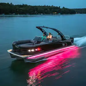 benutzerdefiniert professionell flussüberfahrt schwimmrohr party luxus aluminium boot pontoons schwimmendes pontonboot mit motor und anhänger