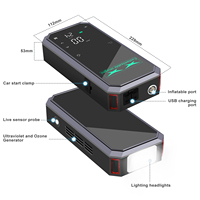 Unité de pompe à air multifonctionnelle avec fonction de démarrage par batterie 12V, éclairage et recharge de téléphone portable.
