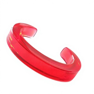 Handmade <b>Red</b> Acrylic Casting Resin Bangle <b>Bracelet</b> Unique Newly Unisex Trendy Fashionable Bangle Jewelry Anniversary Party - Product Image 1