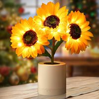 Lampe LED TSINYE en forme de tournesol, veilleuse en plastique blanc chaud, décoration de chambre pour la Saint-Valentin, cadeaux d'anniversaire - Pour elle, maman, femme