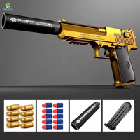 Desert Eagle Shell-Ejecting Soft Bullet Gun Toy Golden Realistic pour les garçons Safe Foam Bullets pour les amateurs de tir adultes