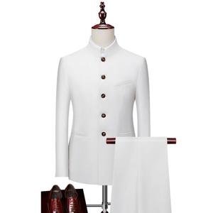 <span class=keywords><strong>Costume</strong></span> d'affaires de luxe pour <span class=keywords><strong>homme</strong></span>, coupe ajustée, avec <span class=keywords><strong>veste</strong></span> à col montant, idéal pour les occasions professionnelles et les mariages - Product Image 3