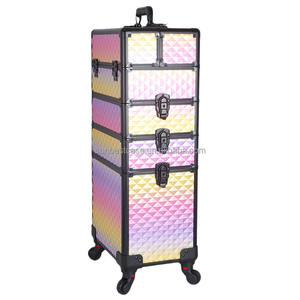 Valise à roulettes pour maquillage, grande valise de maquillage, valise de <span class=keywords><strong>voyage</strong></span> pour maquillage, valise de rangement pour artiste en ongles, chariot de <span class=keywords><strong>voyage</strong></span>, coffre noir - Product Image 3