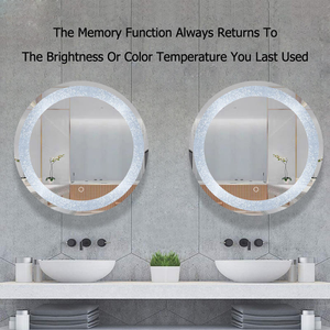 Espejo de <span class=keywords><strong>Baño</strong></span> Redondo Moderno de Tamaño Personalizado, Espejo con Iluminación para Baños con Tira de Luz de Tres Colores de Cristal para Ducha - Product Image 5