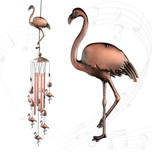 Campanas de Viento de Jardín para Regalo de Navidad, Flamingos de Latón en Tonos Oscuros, Estilo Vintage, de Cobre para Exteriores, Personalizadas - Product Image 1