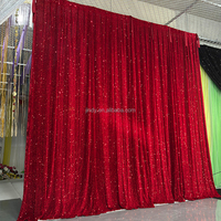 Décoration de salle de réception de mariage, rideaux personnalisés, draperies plissées ondulées avec des paillettes, toile de fond en velours rouge