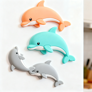 Cute 3D Silicone Refrigerator <b>Stickers</b>: LFGB-Certified Eco-Friendly Custom Dolphin/Flower Fridge Magnets (Travel Souvenirs) - Product Image 2