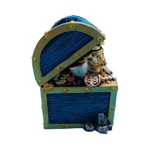 Cofre del Tesoro <span class=keywords><strong>Pirata</strong></span> Vintage de Resina Hecho a Mano, Ecológico y Colorido, Decoración Artificial para Acuarios, Artesanía - Product Image 4