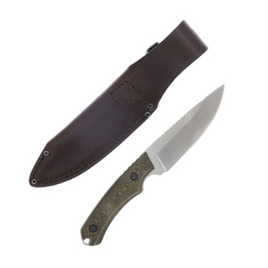 Coltello a Lama Fissa in Acciaio Inossidabile per Caccia e Campeggio con Manico in Micarta, Lama D2, Fodero in Pelle - Disponibile per OEM e Fai-da-te - Product Image 5