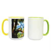 Mug en céramique à sublimation coloré de 15 oz, mug personnalisé avec couleur de la poignée intérieure, mug uni, fabricant de mugs à sublimation pour café