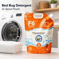 Pochette souple personnalisée de 2 L avec bec verseur et poignée pour détergent liquide, savon et produits chimiques ménagers