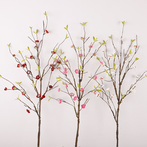 Fleur artificielle de wintersweet QIHAO avec feuilles, 21 fleurs, en soie plastique, haute simulation, décoration intérieure, Nouvel An chinois - Product Image 4