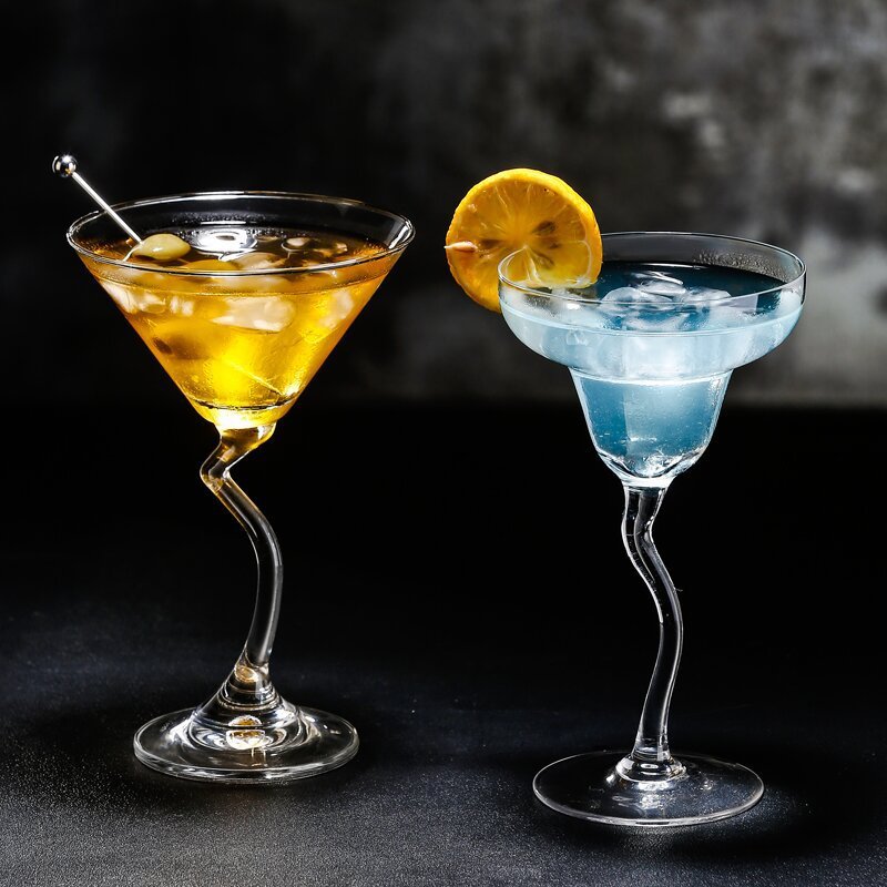 Z-shaped Leadfree Crystal Goblet Twisted Stem Martini Glass 6oz
