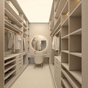 Organisateur de stockage de vêtements de chambre à coucher moderne personnalisé en usine garde-robe amovible en bois blanc Walkin système de <span class=keywords><strong>placard</strong></span> <span class=keywords><strong>avec</strong></span> étagères - Product Image 3